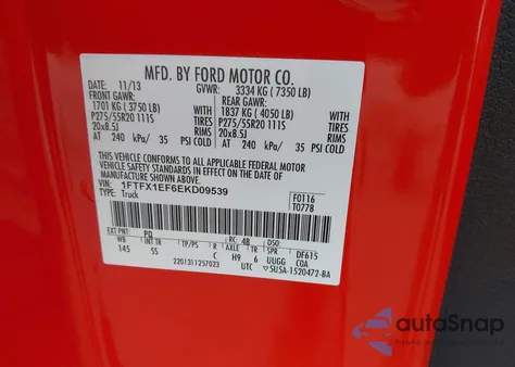 2014 Ford F-150 Stx из США, поврежденный, VIN 1FTFX1EF6EKD09539